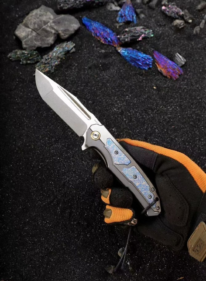 8'' New M390 Blade 420Z2 Steel Handle Folding Camping Knife VTF20