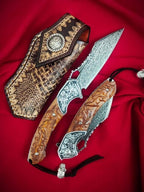 8'' New Folding Tool VG10 Damascus Blade Wood Handle Camping Tool VTF103