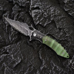 8'' New Fast Opening VG10 Damascus Blade Wood Handle Pocket Folding Tool VTF22
