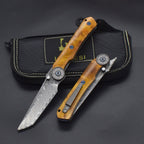 8'' New Fast Opening VG10 Damascus Blade Wood Handle Pocket Folding Tool VTF123