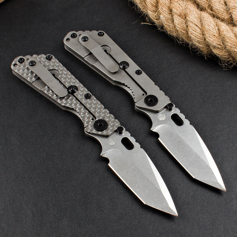 8.5'' New CNC Stone Wash D2 Blade Full T4C Titanium Handle Folding Camping Pocket Knife DF89