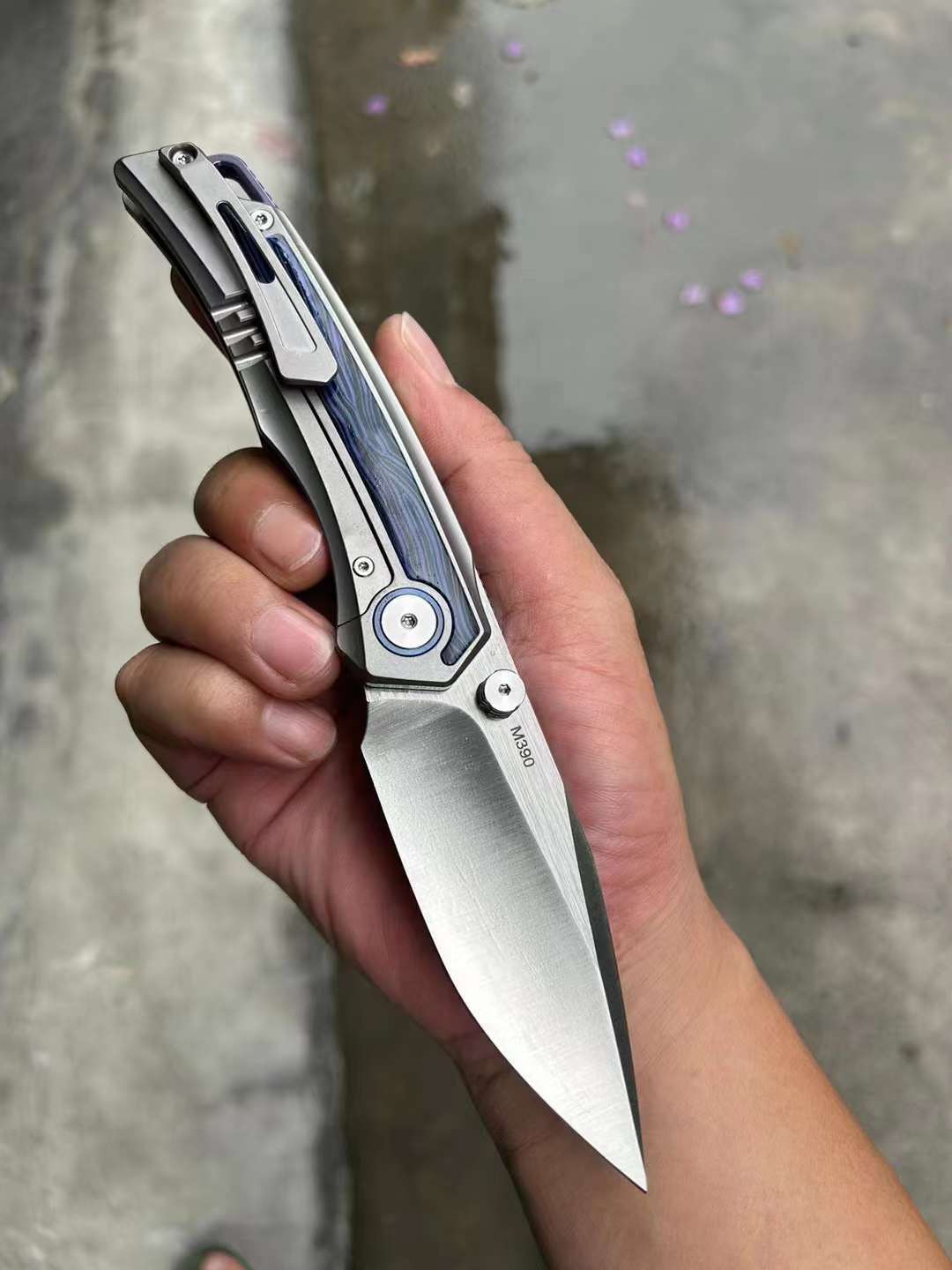 8.5'' New Folding Knife M390 Blade Full T4C Titanium Handle Pocket Camping Knife VTF26