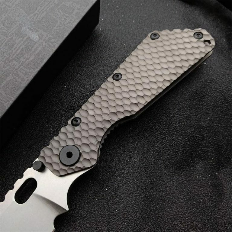 New CNC Stone Wash D2 Steel Blade Full T4C Titanium Handle Pocket Camping Folding Knife DF186B