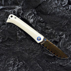 7.5''New Grade Copper Damascus Blade Bone Handle Camping EDC Folding Tool VTF13