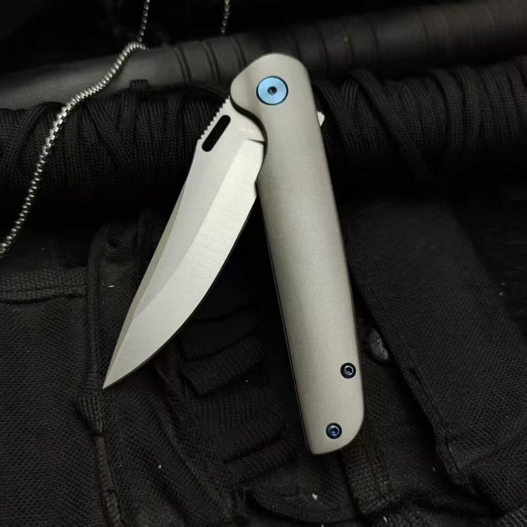 8'' New Manual Folding Knife D2 Blade Full T4C Titanium Handle Pocket Camping EDC Knife DF20