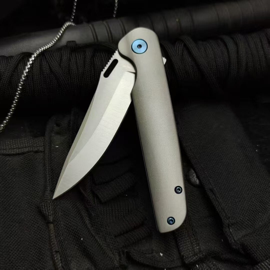 8'' New Manual Folding Knife D2 Blade Full T4C Titanium Handle Pocket Camping EDC Knife DF20