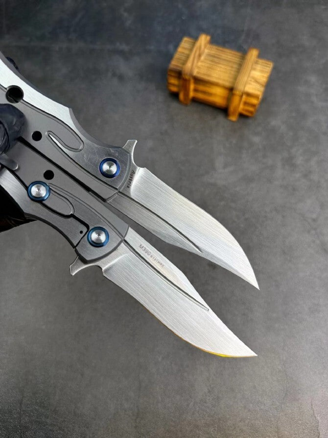 8.5'' New Folding Knife M390 Blade 420Z2 Steel Handle Camping Knife VTF48