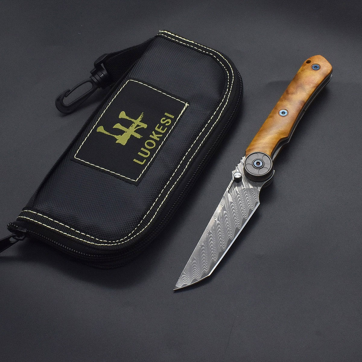 8'' New Fast Opening VG10 Damascus Blade Wood Handle Pocket Folding Knife VTF123