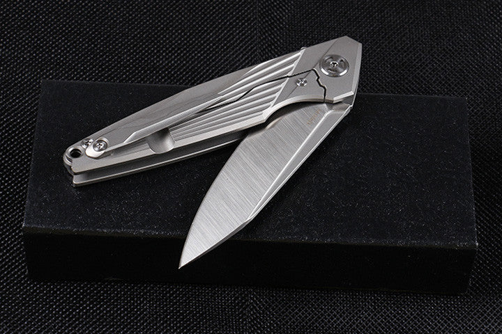 8'' New CNC M390 Steel Blade Full T4C Titanium Handle Pocket Camping Folding Knife DF96