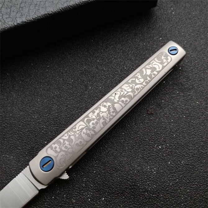 7'' New M390 Blade Full TC4 T4C Handle Camping Folding Knife VTF179