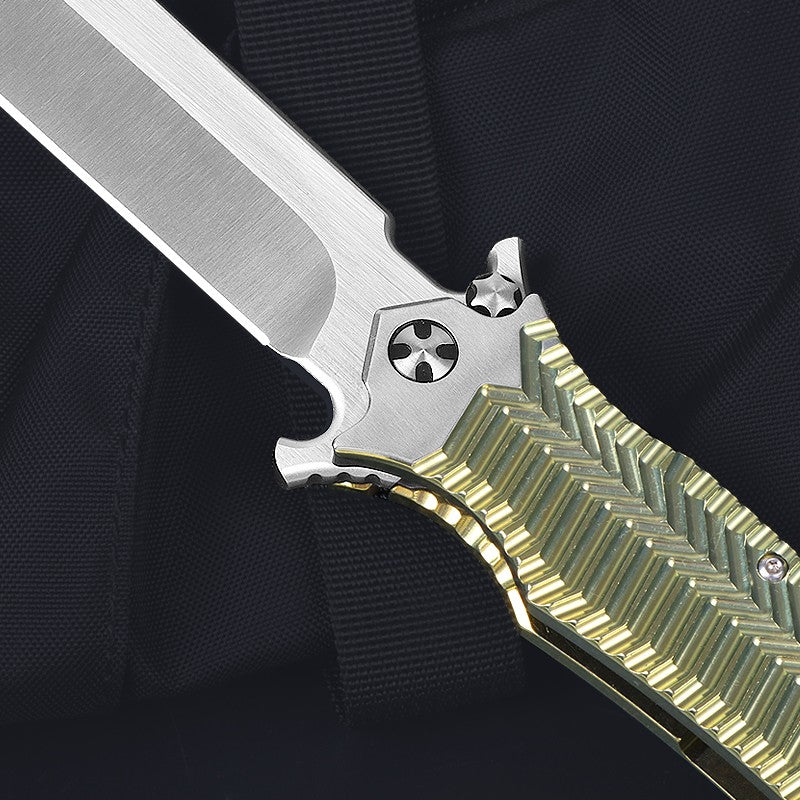 11" New Manual Folding Knife VGA10 Blade Full T4C Titanium HandlePocket Camping Knife VTF128