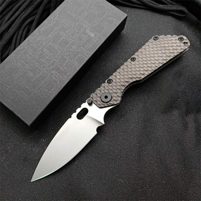 New CNC Stone Wash D2 Steel Blade Full T4C Titanium Handle Pocket Camping Folding Knife DF186B