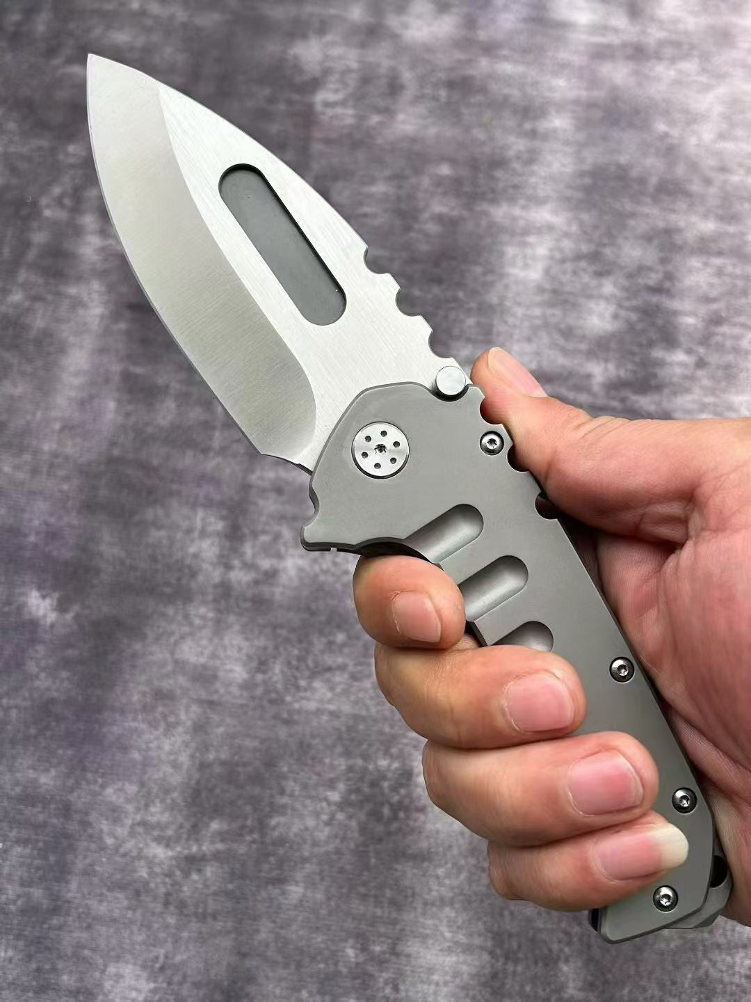 8.5''New CNC D2 Steel Blade Full T4C Titanium Handle  Pocket Camping Folding Knife VTF59T