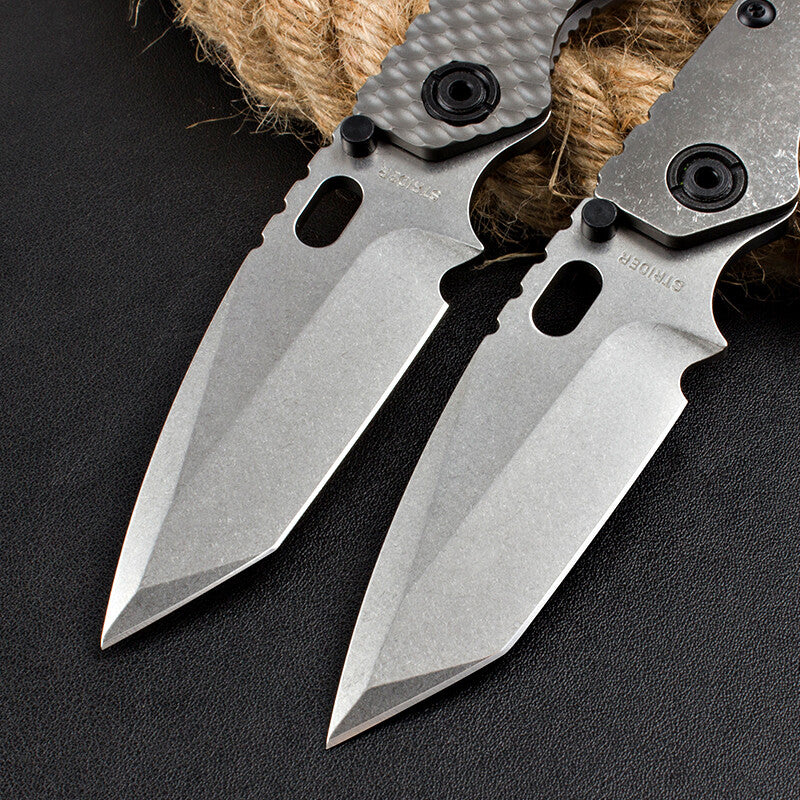 8.5'' New CNC Stone Wash D2 Blade Full T4C Titanium Handle Folding Camping Pocket Knife DF89