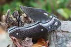 8'' New Manual VG10 Damascus Blade Ebony Handle Pocket Folding Tool VTF73