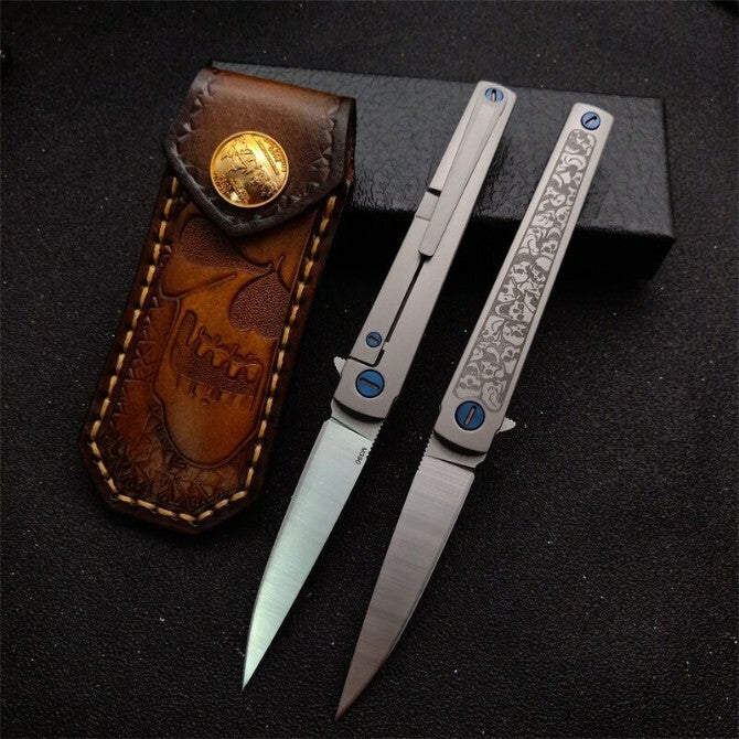 7'' New M390 Blade Full TC4 T4C Handle Camping Folding Knife VTF179