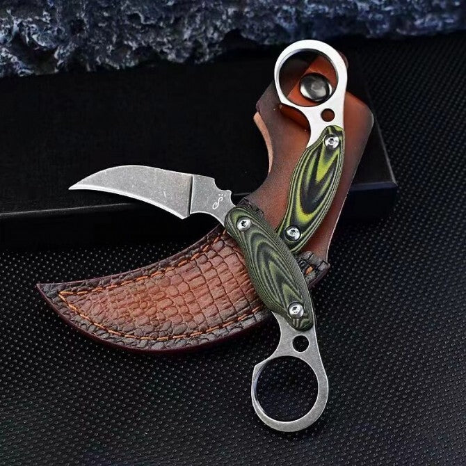 New Stone Wash D2 Fixed Blade G10 Handle Collection Claw EDC Knife C12