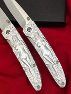 7'' New M390 Steel Blade Carve Sexy Portrait Aluminum Handle Folding Tool VTF04