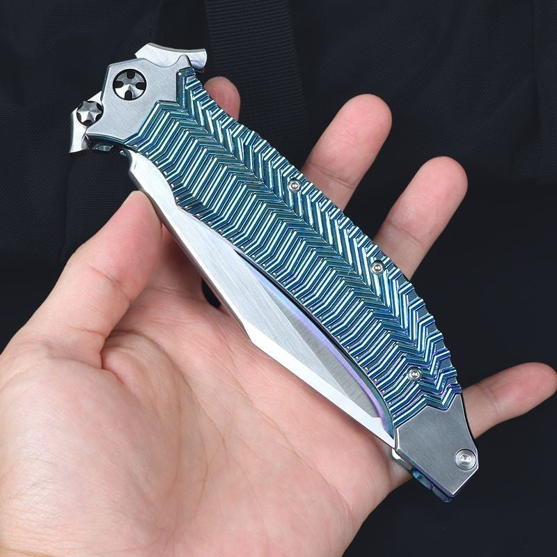 11" New Manual Folding Knife VGA10 Blade Full T4C Titanium HandlePocket Camping Knife VTF128