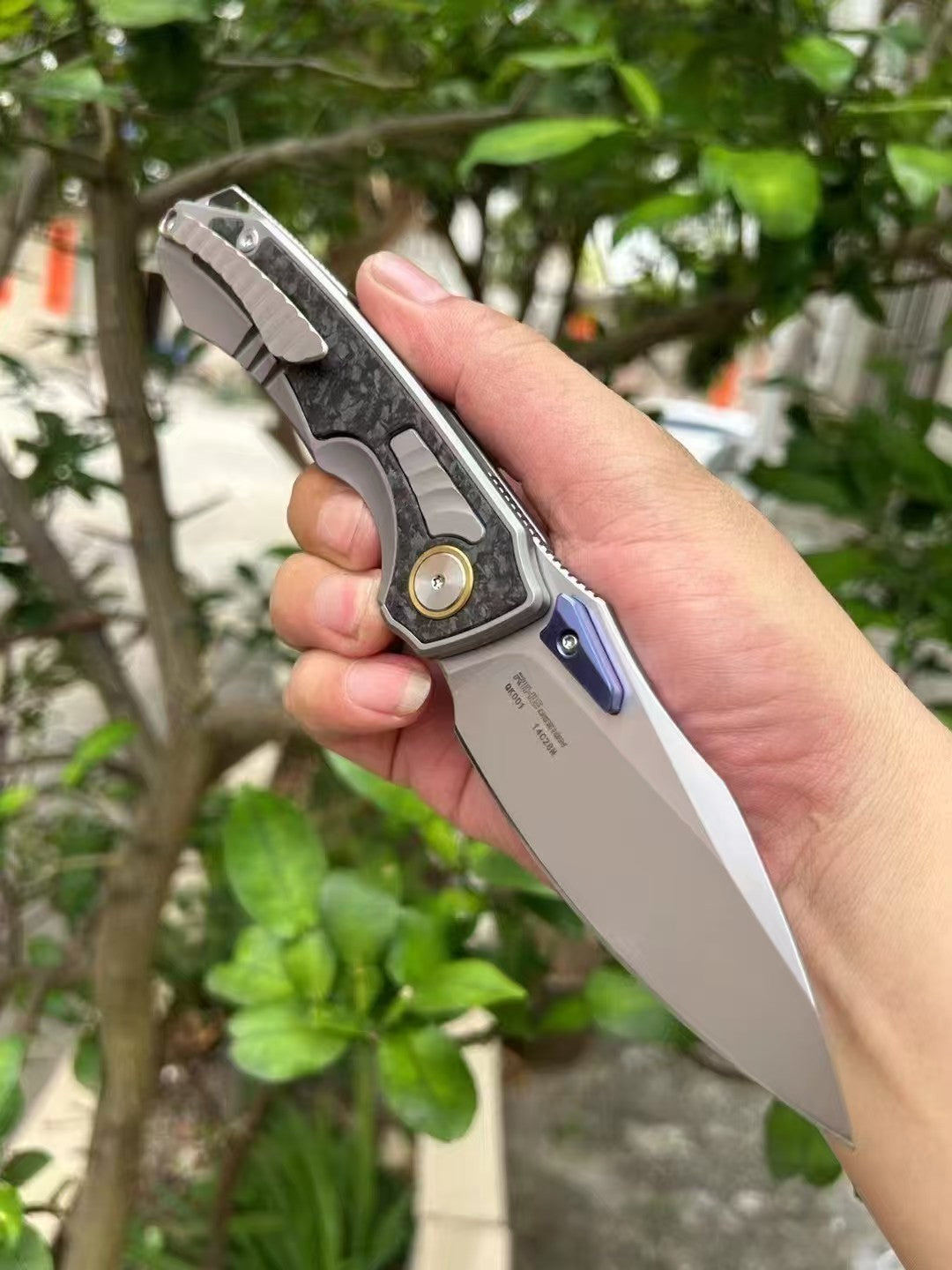 8''New 14C28N Blade Full T4C Titanium Handle Pocket Camping Folding Knife VTF203