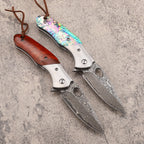 New Folding Tool VG10 Damascus Blade Wood Handle Camping Tool VTF43