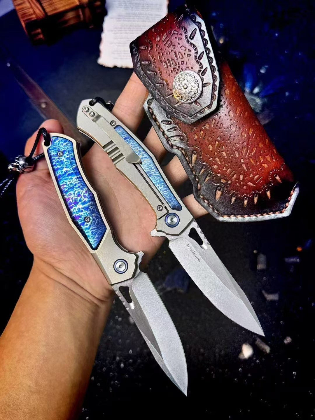 M390 Blade TC4 T4C Handle Collection Folding Pocket Knife VTF111