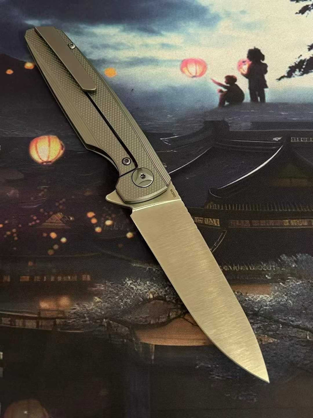 8'' New M390 Steel Blade Full T4C Titanium Handle Pocket Camping Folding Knife VTF10