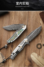 8'' New VG10 Damascus Blade Full T4C Titanium Handle  Folding Camping Pocket Tool VTF47