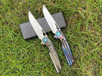 New Manual Folding Tool D2 Steel Blade Full T4C Titanium Handle Pocket Camping Tool DF47
