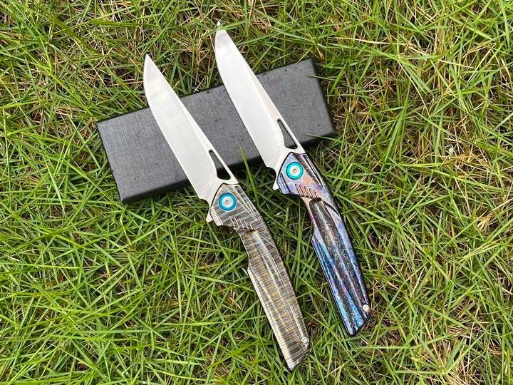 New Manual Folding Knife D2 Steel Blade Full T4C Titanium Handle Pocket Camping Knife DF47
