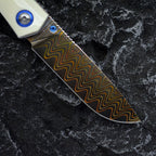 7.5''New Grade Copper Damascus Blade Bone Handle Camping EDC Folding Tool VTF13
