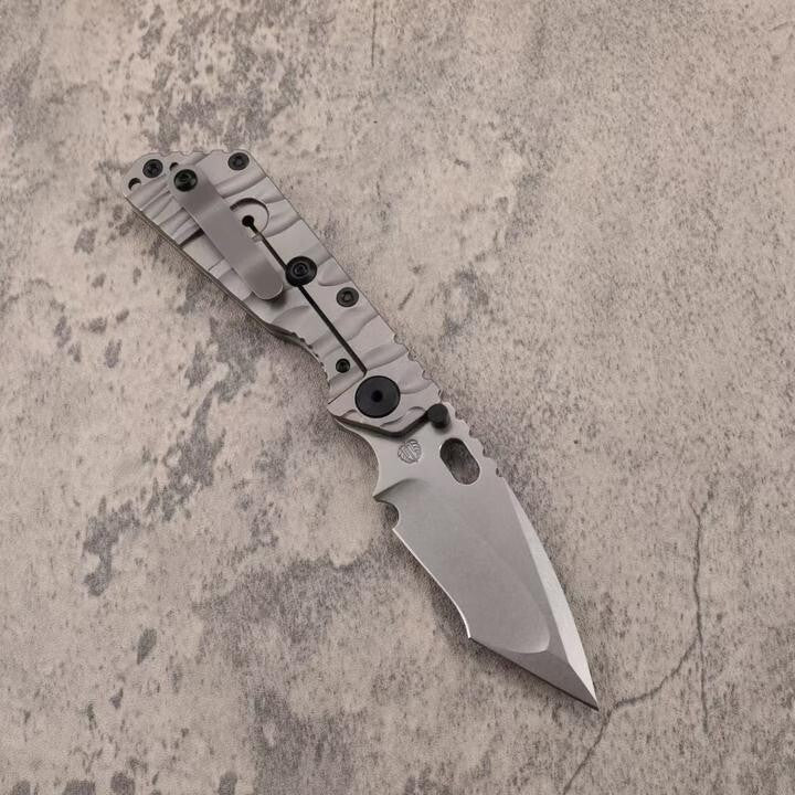 8.5'' New CNC Stone Wash D2 Blade Full T4C Titanium Handle   Folding Pocket Knife DF58