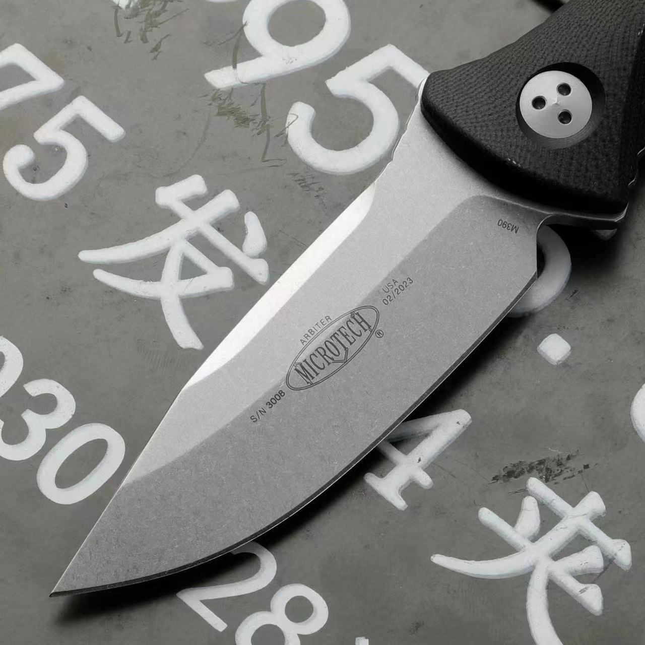 8'' New M390 Steel Stone Wash 4MM Blade G10 Handle Full Tang Camping Knife VTH74