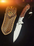 8'' New Folding Knife VG10 Damascus Blade Wood Handle Camping Knife VTF86