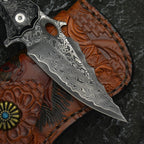 8'' New Fast Opening VG10 Damascus Blade Wood Handle Pocket Folding Tool VTF22