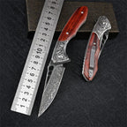 8'' New Folding Tool VG10 Damascus Blade Wood Handle Camping PocketTool VTF62
