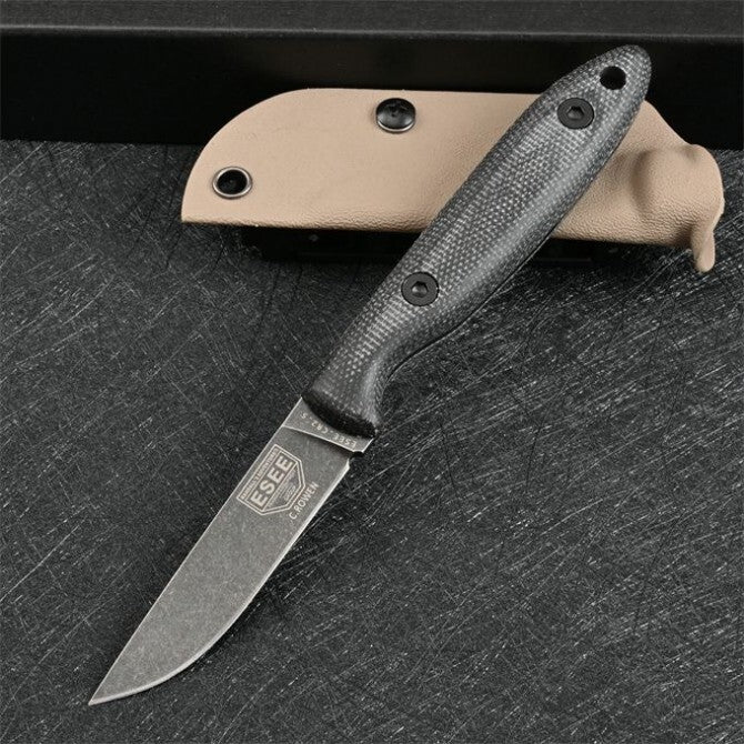 7'' New Stone Wash DC53 Fixed Blade Flax Handle camping Knife VTH54