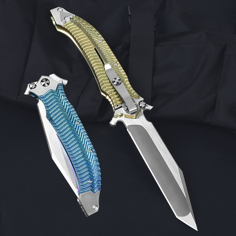 11" New Manual Folding Knife VGA10 Blade Full T4C Titanium HandlePocket Camping Knife VTF128