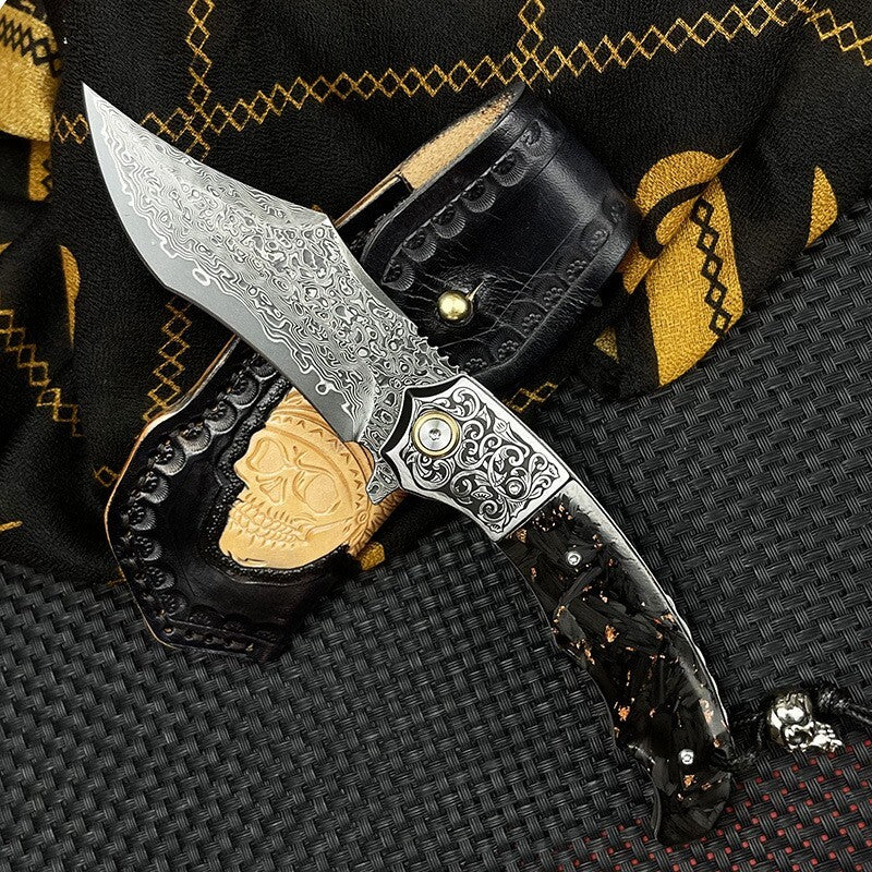 8'' New Folding Knife VG10 Damascus Blade Pocket Camping tKnife VTF68
