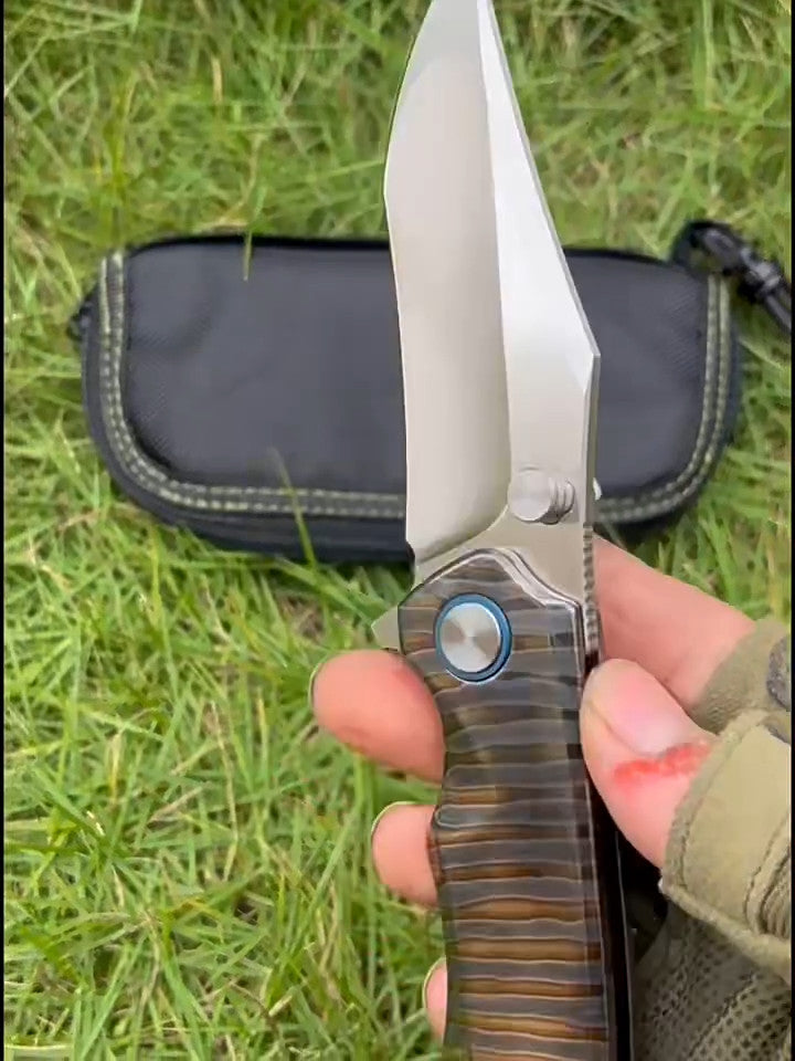 New CNC VG10 Steel Blade Full T4C Titanium Handle Pocket Camping Collection Folding Knife VTF25