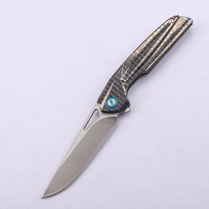 New Manual Folding Knife D2 Steel Blade Full T4C Titanium Handle Pocket Camping Knife DF47