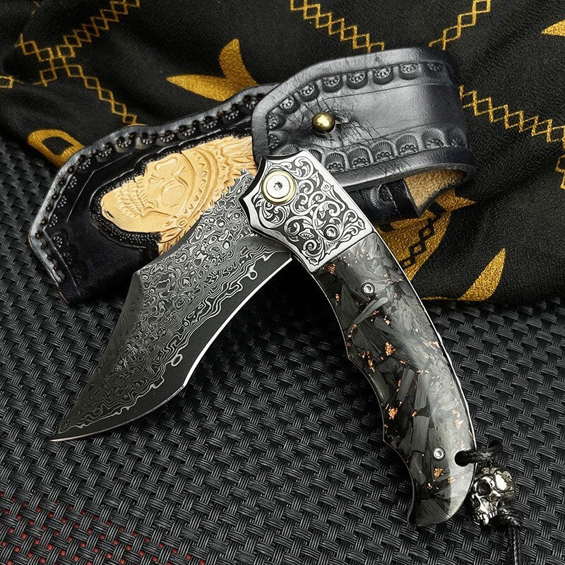 8'' New Folding Knife VG10 Damascus Blade Pocket Camping tKnife VTF68