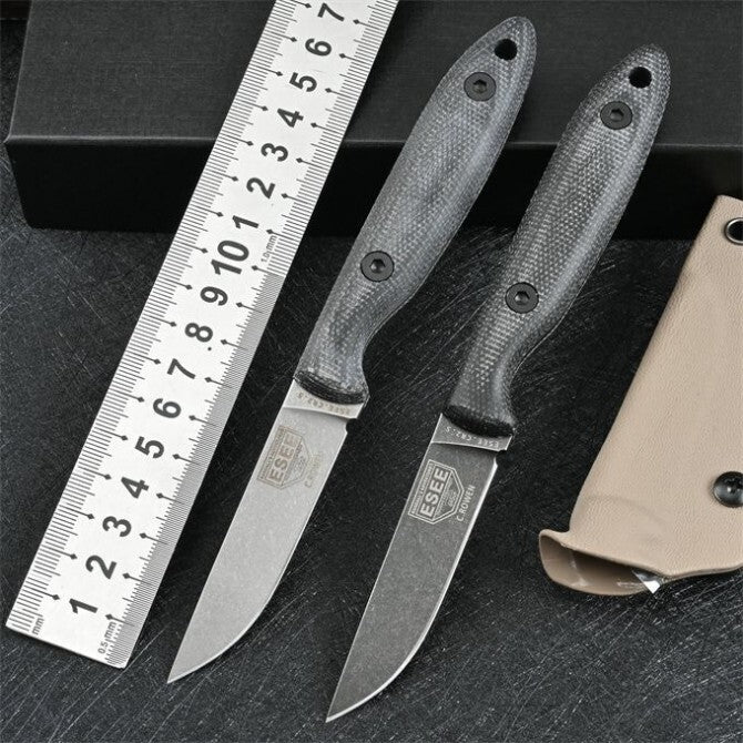 7'' New Stone Wash DC53 Fixed Blade Flax Handle camping Knife VTH54