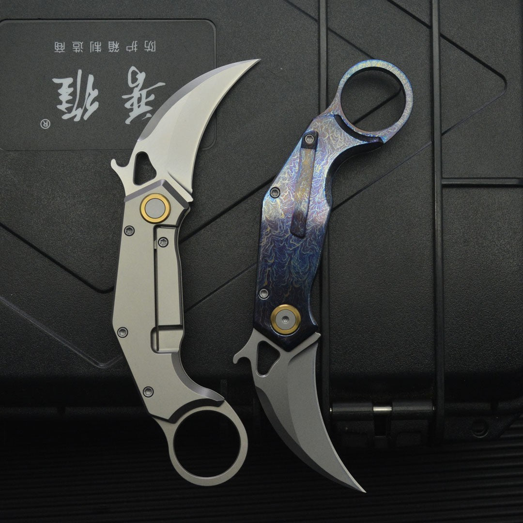 6.5'' New Manual Folding Knife 14C28N Sandvik Blade TC4 Handle Claw Knife C09