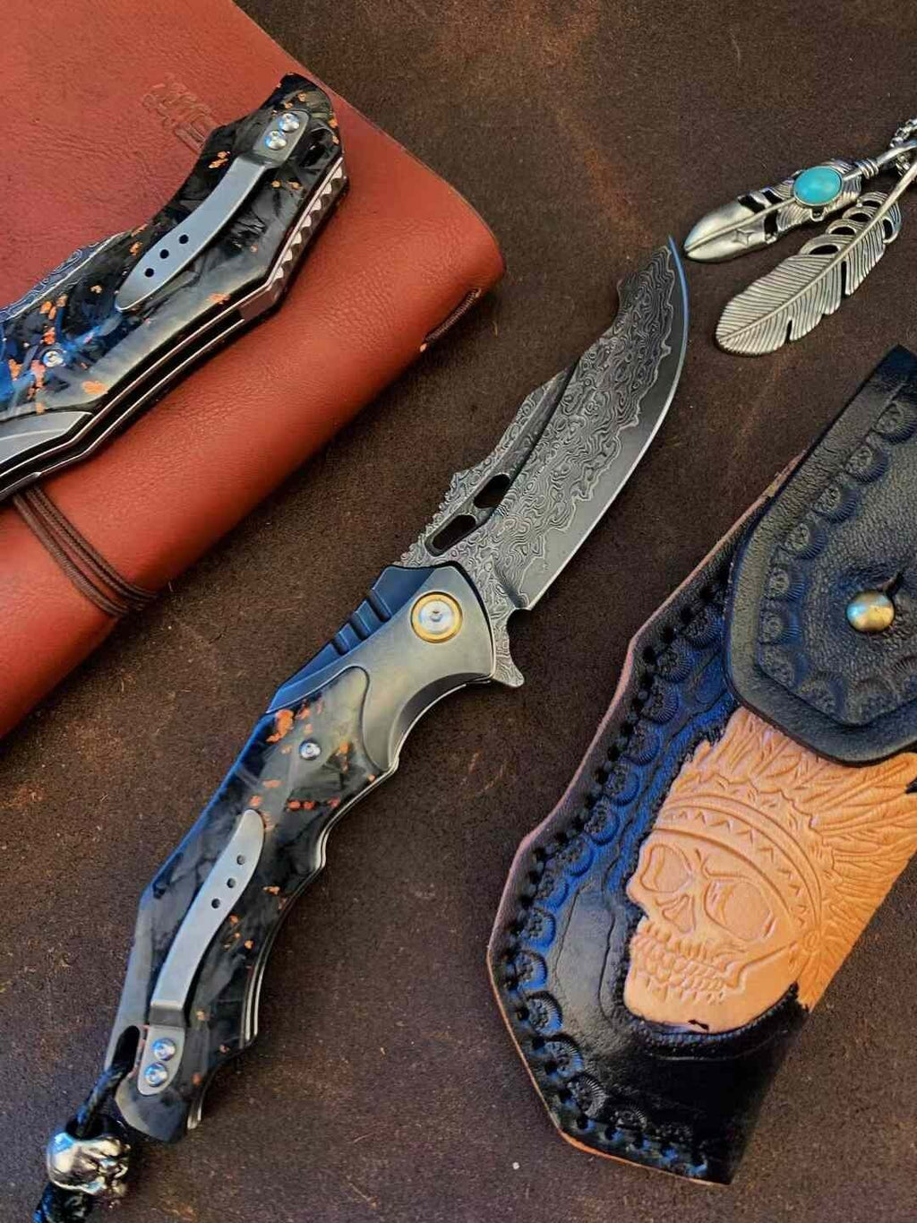 New FoldingKnife Damascus Blade Pocket Camping Knife VTF172