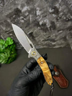 7''New Manual Folding Tool Stone Wash M390 Blade Wood Handle Pocket Tool VTF88