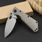 9'' New CNC Stone Wash D2 Blade Full T4C Titanium Handle  Pocket Camping Folding Tool DF186