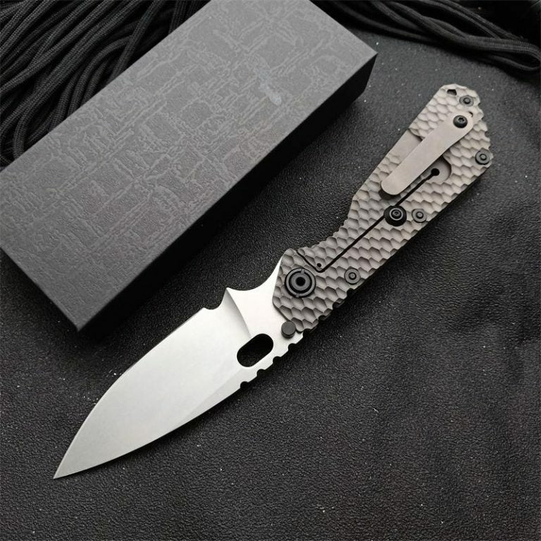 New CNC Stone Wash D2 Steel Blade Full T4C Titanium Handle Pocket Camping Folding Knife DF186B