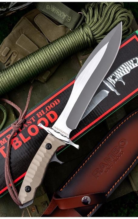 New Rambo Fixed Blade 9Cr18Mov Steel G10 Handle Camping MK9