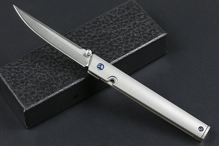 7.5'' New CNC D2 Steel Blade Full T4C Titanium Handle Pocket Camping Hiking Folding Knife DF43